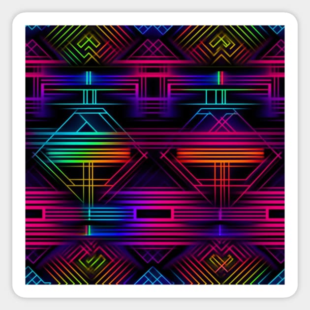 Neon Trippy EDM Festival Rave Pattern Sticker by AlexandrAIart